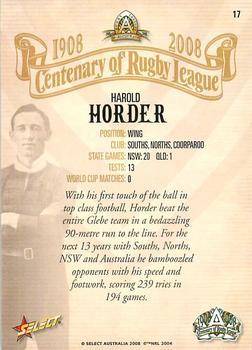 2008 NRL Centenary #17 Harold Horder Back